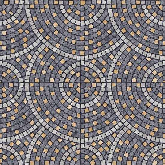 Dutch Wallcoverings - Artifice - mosaïque gris foncé/ocre - M763-09