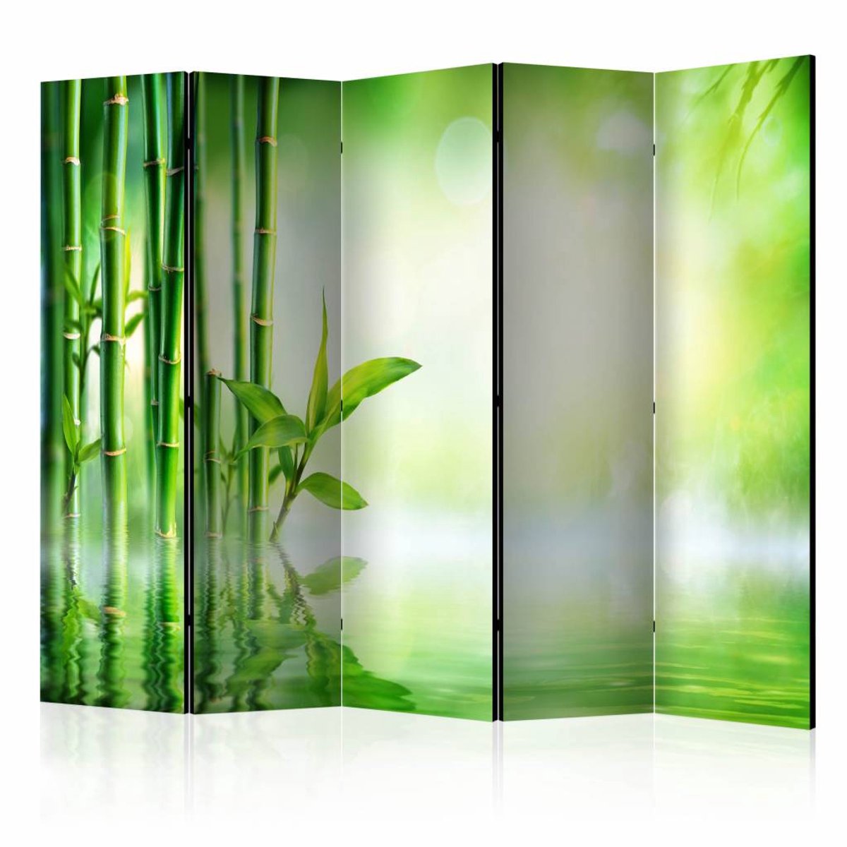 Vouwscherm / Kamerscherm - Groen bamboe 225x172cm , gemonteerd geleverd, dubbelzijdig geprint