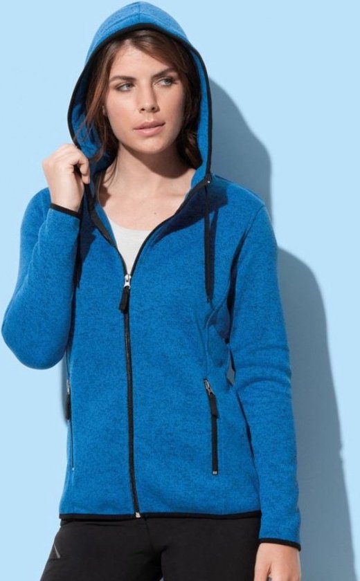 Stedman Dames Knit Fleece Vest met Capuchon Blue Melange Maat L