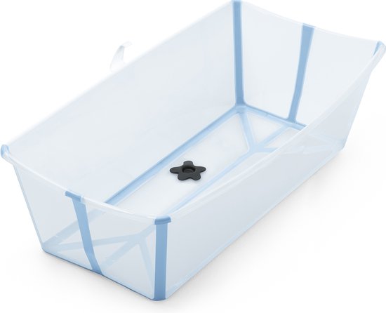Stokke Flexi Bath X-Large, Ocean Blue - Ruim opvouwbaar babybadje - Lichtgewicht en gemakkelijk op te bergen - Handig voorthuis of op reis - Geschikt voor kinderen van 0-6 jaar