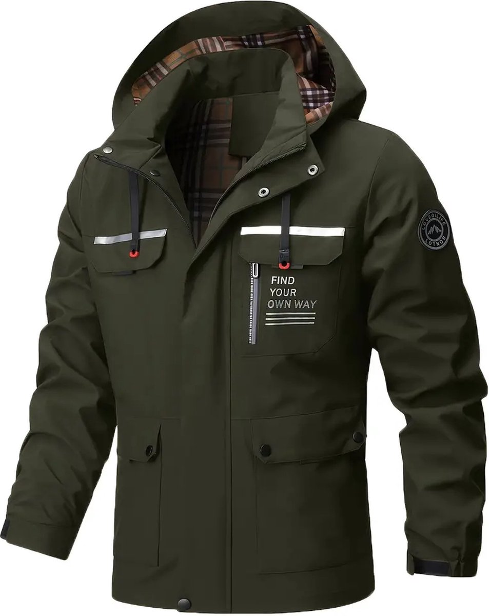 KEFITEVD Heren Winter Fleece Cargo Jas Verdikte Katoenen Jassen Warme Militaire Winddichte Jas met Revers, Zwart, S