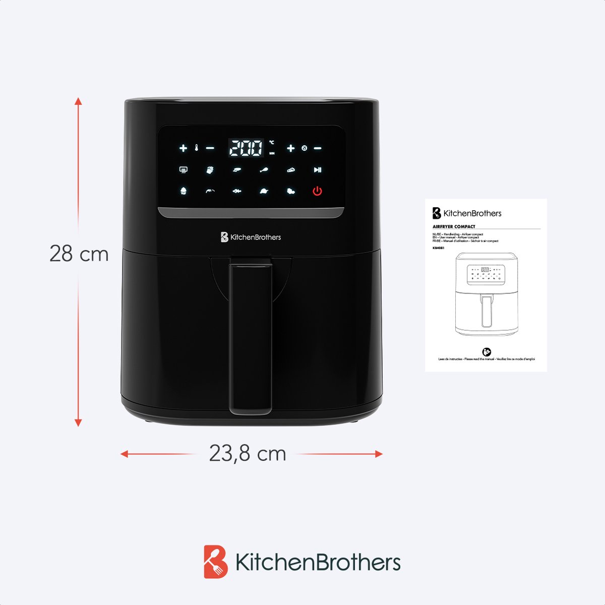 KitchenBrothers Mini Airfryer met 2 Lades - 3,3 Liter - afbeelding 2