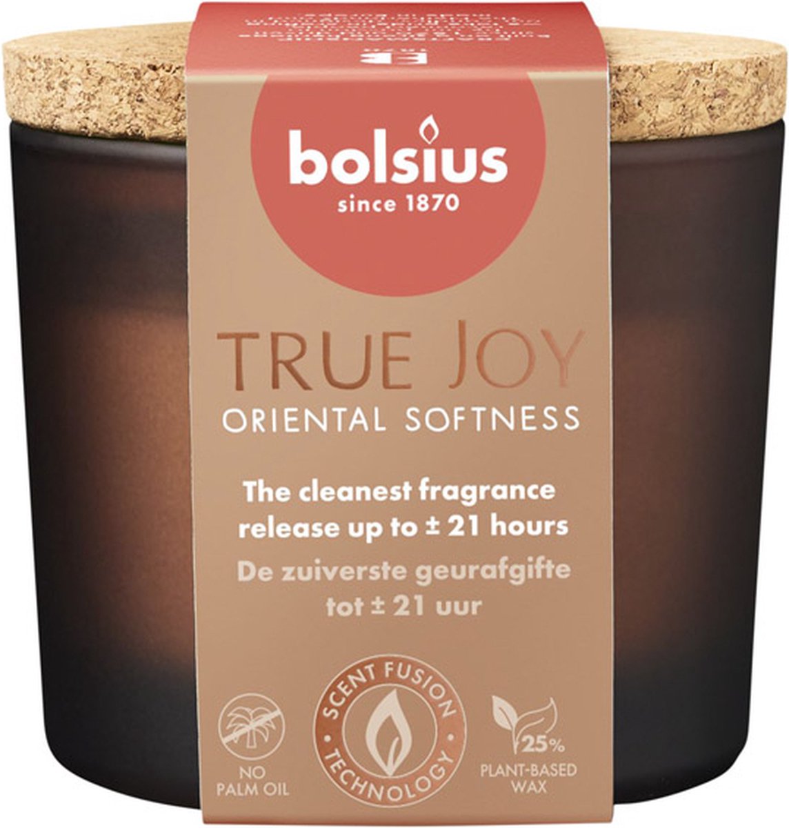 6 stuks Bolsius geurglas met kurk Oriental Softness geurkaarsen 66/83 (21 uur) True Joy