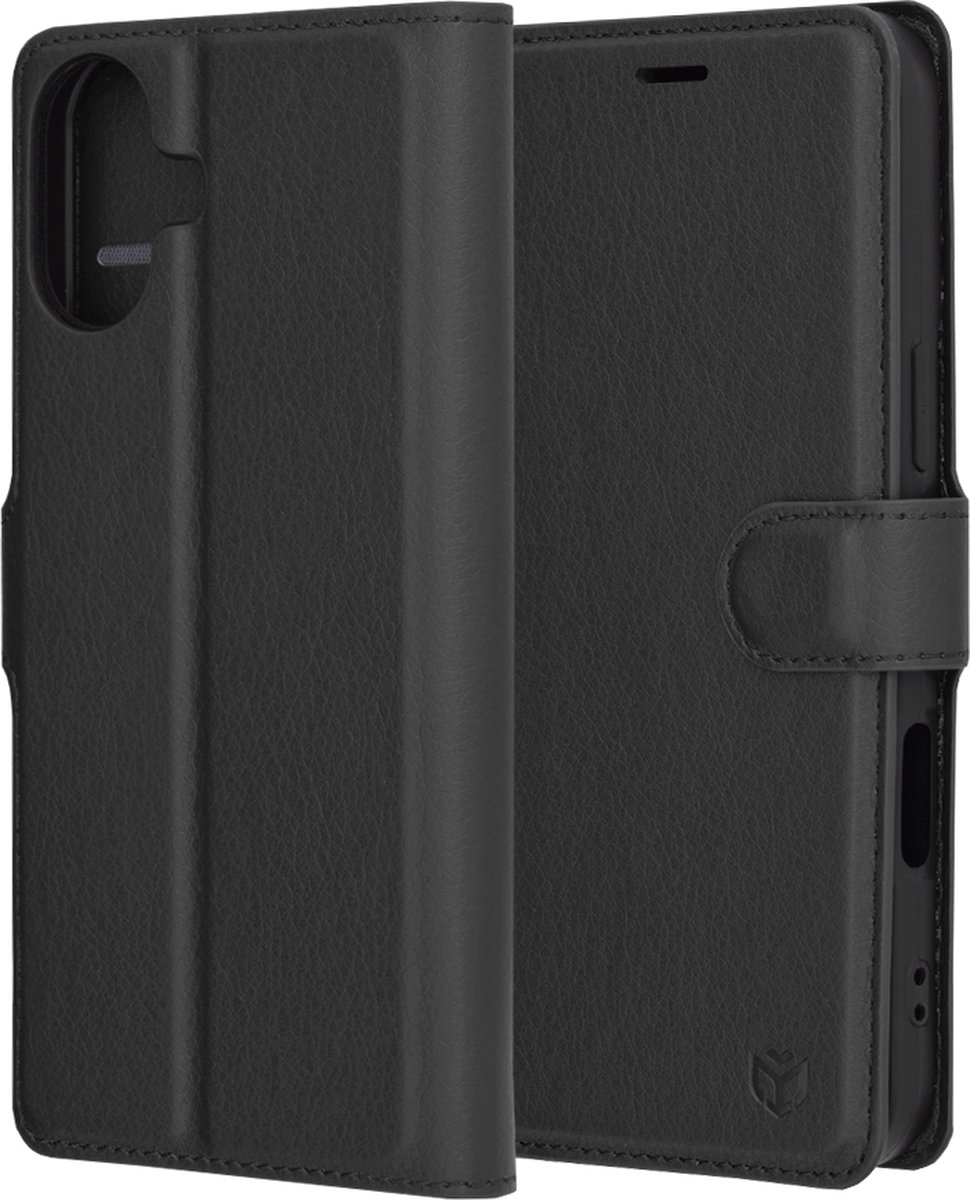 Techsuit Leather Folio Book Wallet Case hoesje voor Apple iPhone 16 Plus - Zwart