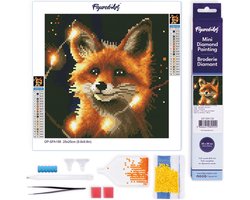 Figured'Art Mini Diamond Painting set Volwassenen 25x25 cm Rode Vos en Licht - 5D DIY Art full drill ronde diamant - Opgerold canvas