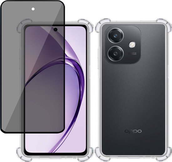 Coque + Film de Protection d'Écran Privé adapté pour OPPO A40 4G / A40M 4G / OPPO A60 5G – Tempered Glass Privacy - Coque Transparente