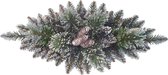 Kerst tafelstuk "Glittery Bristle" - groen - 76 cm - besneeuwde look - met dennenappels