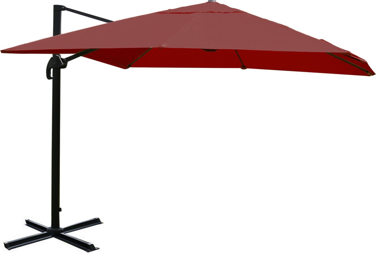 Zweefparasol MCW-A96, parasol, 3x4m (Ø5m) polyester/aluminium 26kg ~ bordeaux zonder voet, draaibaar