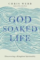 Boek "God Soaked Life" van Chris Webb, met een blauwe, golvende achtergrond en blauwe letters.