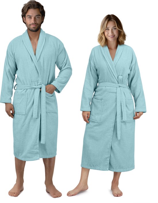 Badstof badjas met capuchon Dames Heren Zalm roze - Badkamer Boetiek Badstof badjas met capuchon Dames Heren Zalm roze - Badkamer Boetiek
