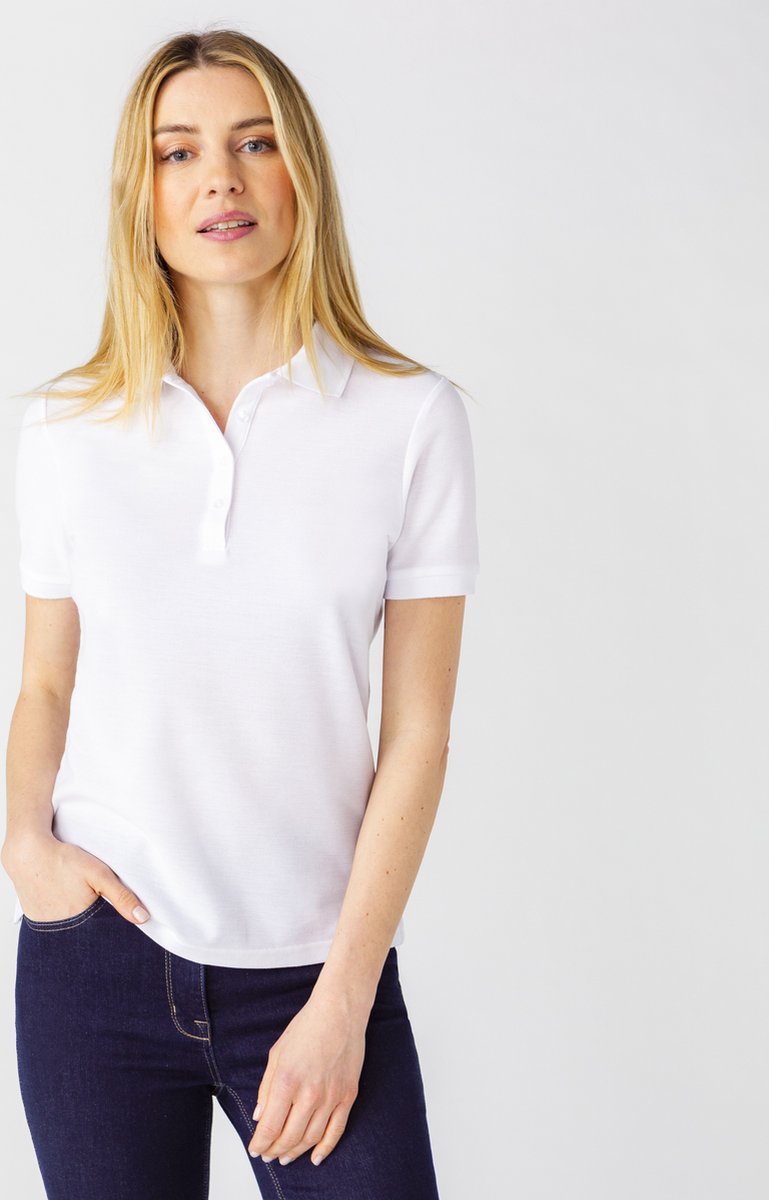 Damart - Poloshirt gebreid piqué - Dames - Wit - XS