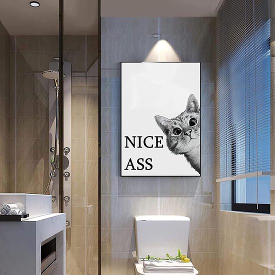 Grappige aap leest krant op het toilet van Poster Art Shop op canvas, behang en meer