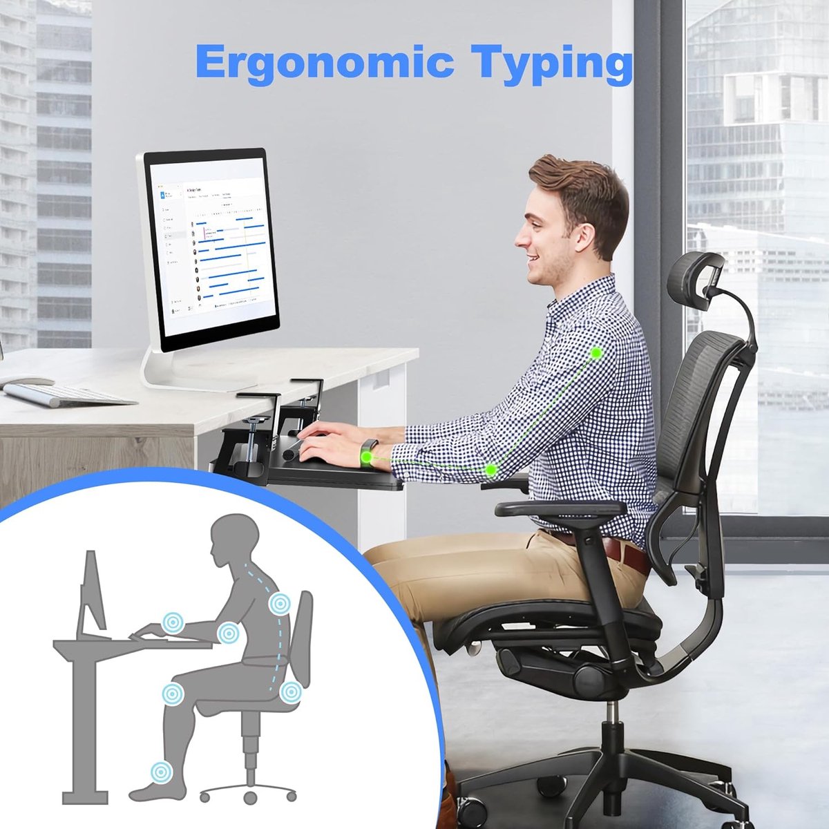 Luvetrex ® Ergonomische Uitrekbare Toetsenbordlade Onder Bureau Voor Extra Werkruimte