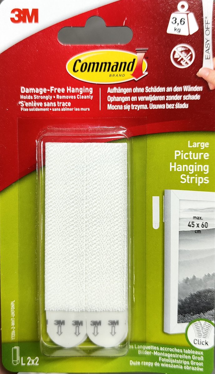 3M Command ophangstrips - voor fotos en schilderijen - ophangen en verwijderen zonder schade - ophangen zonder boren - premium ophang haken - premium ophang strips