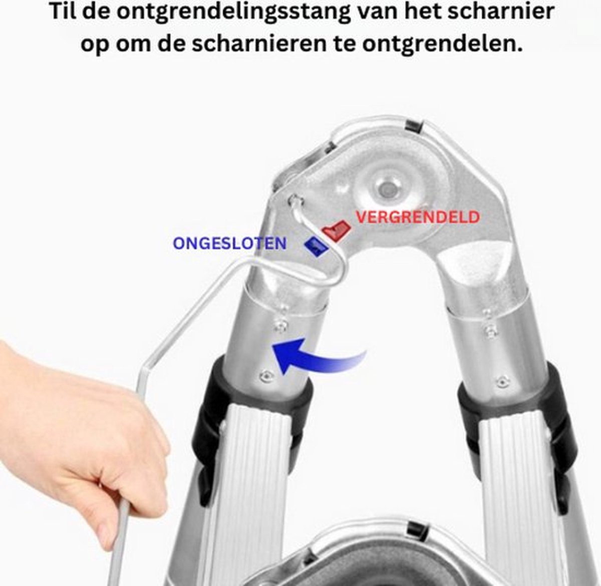 Professionele Telescoopladder – 5 Meter – Telescopische Vouwladder – Inklapbaar – Soft Close – 150KG Draagvermogen – Aluminium – foto 7