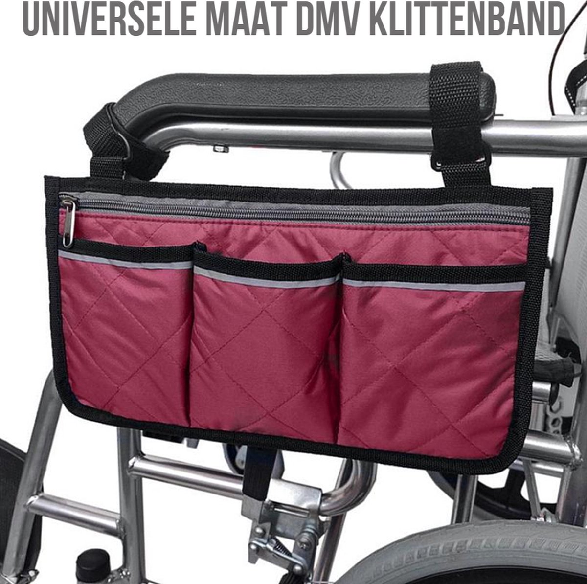 Goedkoopste Allernieuwste.nl® Rolstoel Armsteun Opbergtas - Looprek Rolstoeltas met 4 Opbergvakken - 32.5 x 18 cm - Kleur Bordeaux ROOD