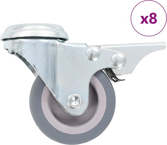 8 pcs Roulettes pivotantes avec trous de boulon 50 mm