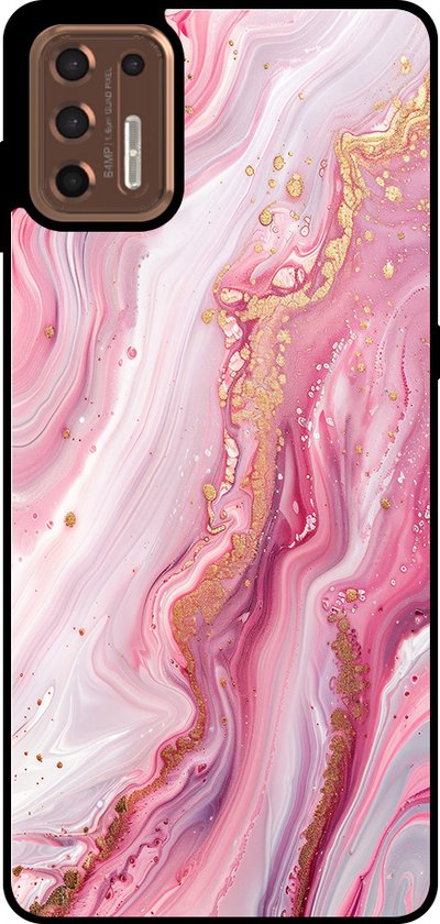 Smartphonica Coque pour Motorola Moto G9 Plus avec Impression Marbre - Coque arrière en TPU Design Marbre - Rose pour Motorola Moto G9 Plus