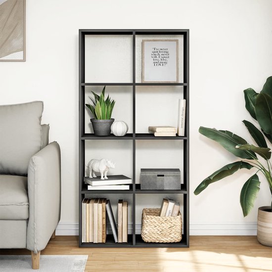 vidaXL - Boekenkast met 4 vakken - Zwart - Bewerkt hout - 40x24x143 cm | Leen Bakker