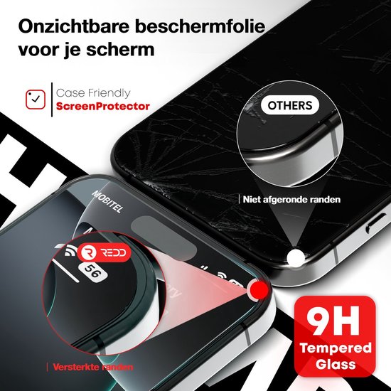 Protecteur d'écran - Convient pour iPhone Pro Max Protecteur d'écran en Tempered Glass - 2 pièces Extra Strong - verre de protection