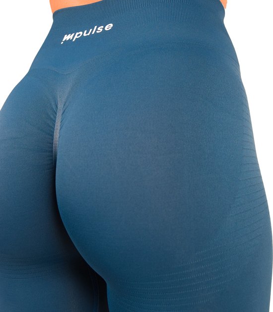 Sportlegging dames - Sportlegging scrunch - Sportlegging high waist - Shaping & squat-proof - Fitness & yoga legging - Impulse Fitwear - Blauw - Maat L van Merkloos — afbeelding 5