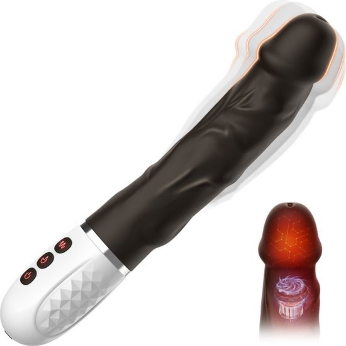 Goedkoopste Bovista Stotende Buttplug - Stotende Dildo - Bewegende Dildo - Stotende Vibrator - Thrusting Dildo - Verwarmde Dildo - Voor Mannen - Zwart