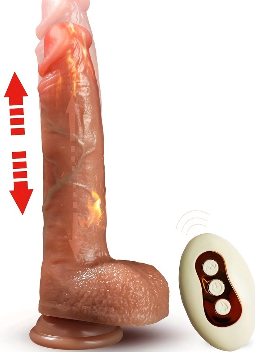 Goedkoopste Bovista Verwarmde Dildo - Thrusting Dildo - Bewegende Dildo - Stotende Vibrator - Buttplug - Dildo - Voor Mannen & Vouwen