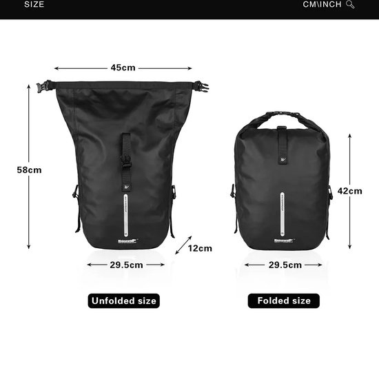 Bloominggoods® Fietstas - Rugzak - Waterdicht - 20L - Bevestiging Bagagedrager - Incl. Regenhoes - Fietsrugzak - Enkel - Zwart van Bloominggoods® — afbeelding 3