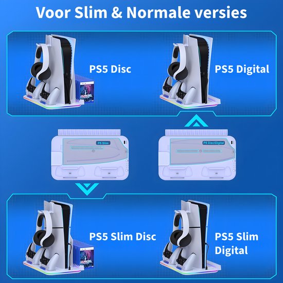 Support de console – Convient pour chargeur de contrôleur de station de charge Playstation 5 – Accessoires de vêtements pour bébé – Station d'accueil – Convient pour Sony PlayStation 5, PS5, Slim, Digital, Disc – Station de charge – Wit