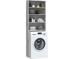 Wasmachine ombouw - Kast - Opbouwmeubel - Verhoger - Wasmachine meubel - Opbergkast - Hout - Betongrijs