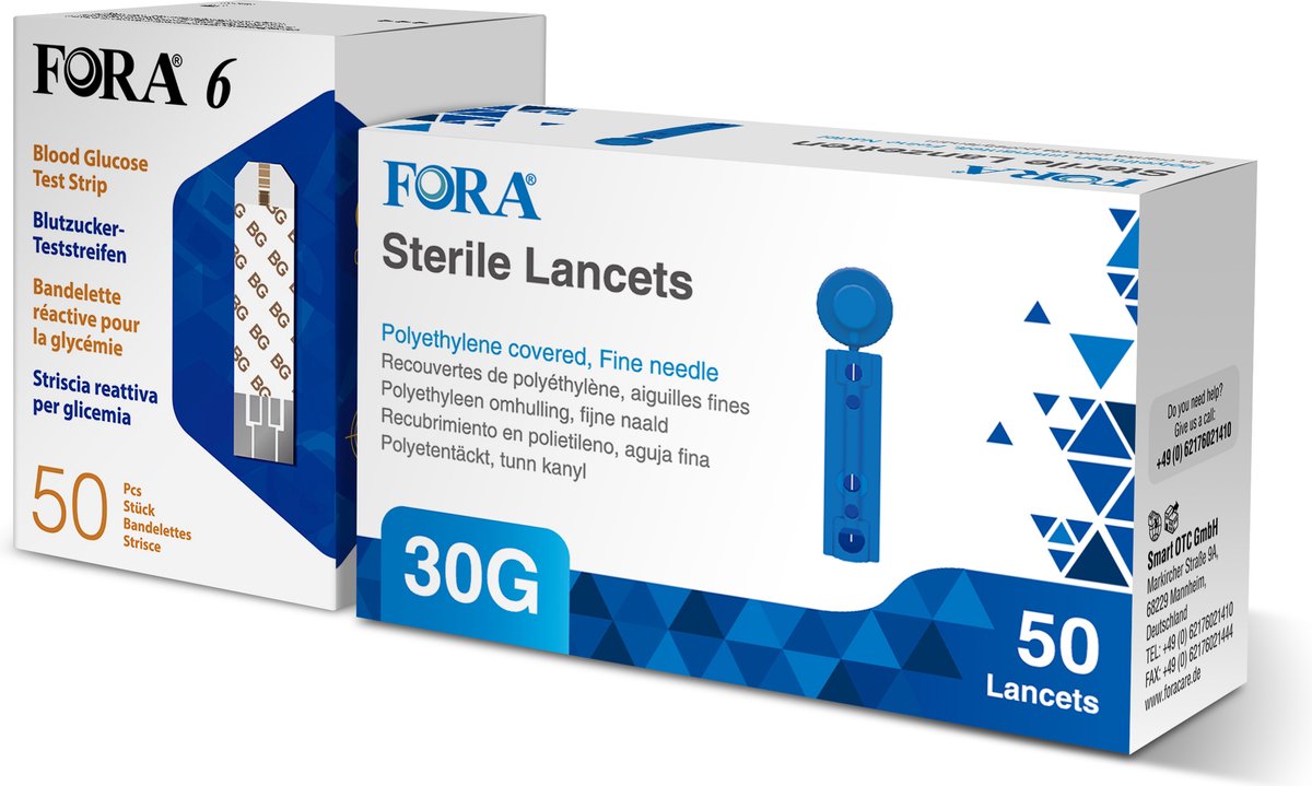 Goedkoopste FORA 6 Glucoseteststrips FORA Lancetten 30G (Combo Product