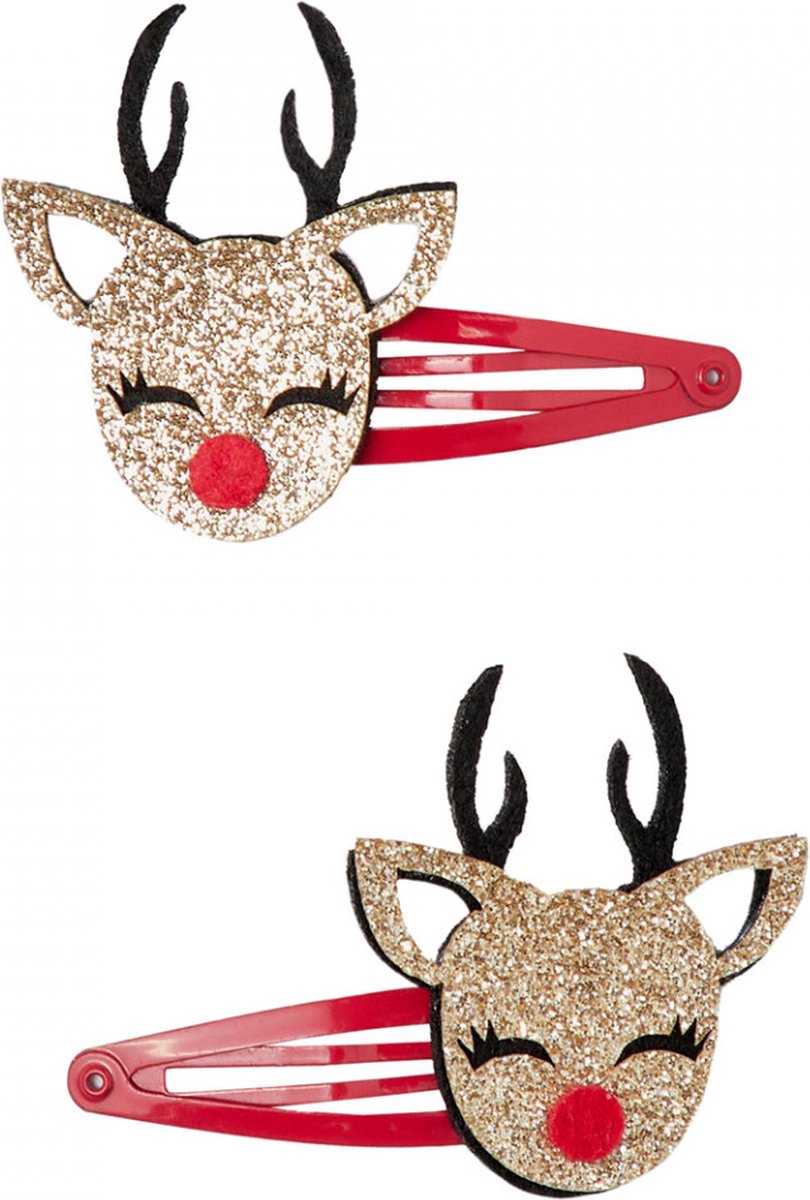 Kerst Haarspeldjes met Glitters – Rendier Haarclips voor Meisjes