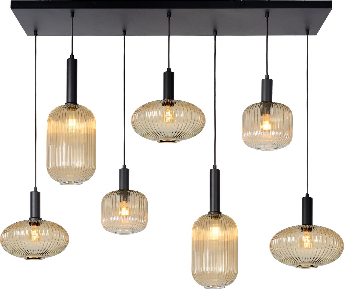 Lucide MALOTO - Hanglamp - 7xE27 - Amber
