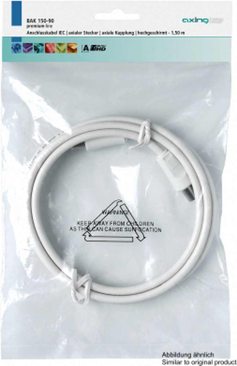 Axing BAK12590 coax-kabel 1,25 m IEC Wit