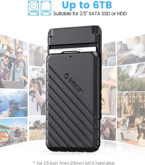 Harde Schijf Behuizing 2.5 Inch - 5Gps - 6TB - Micro-B- Zwart - Groothandel-XL