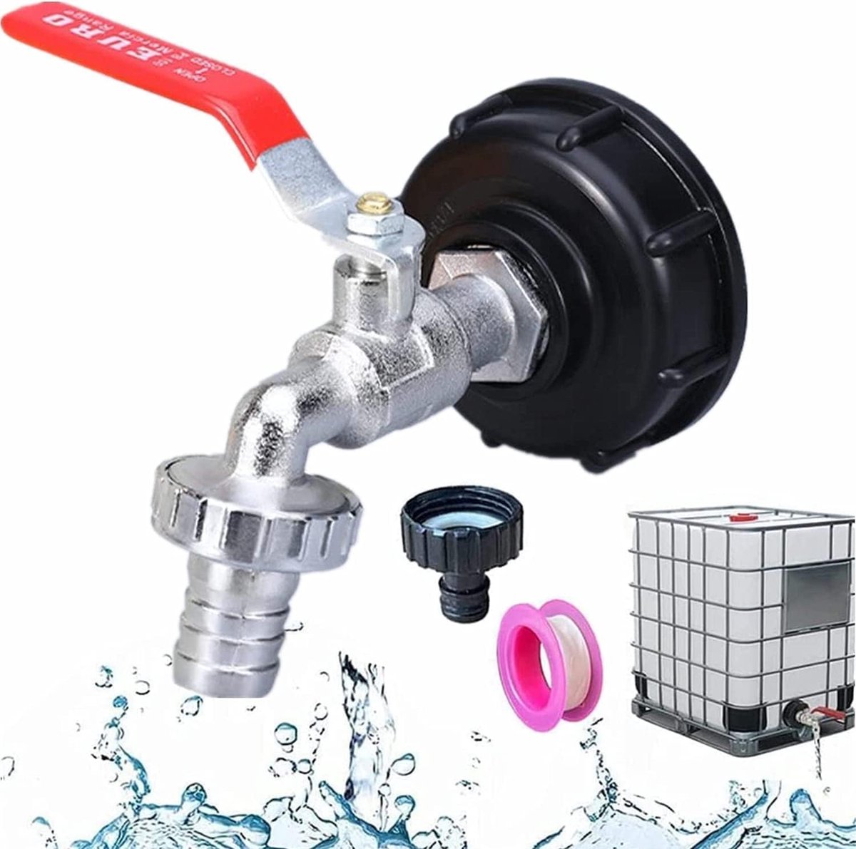 Luvetrex ® IBC Tank Kraan Adapter voor Waterreservoir en Tuinslang Aansluiting - 3/4 Inch