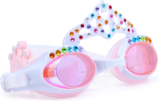 Bling2o LUNETTES DE BAIN : COURONNE DE PRINCESSE - Daisy White, silicone, bandeau réglable, protection UV 100%, anti-buée, dans boîte de rangement transparente, 3+
