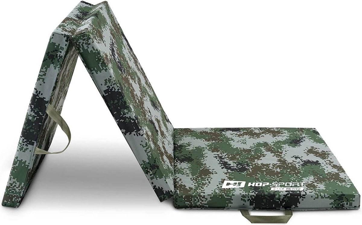 Hop-Sport opvouwbare turnmat HS-065FM - zachte vloermat voor thuis 180x60x5cm - fitnessmat, turnmat met handvatten en klittenbandsluiting, dikte 4cm / 5cm