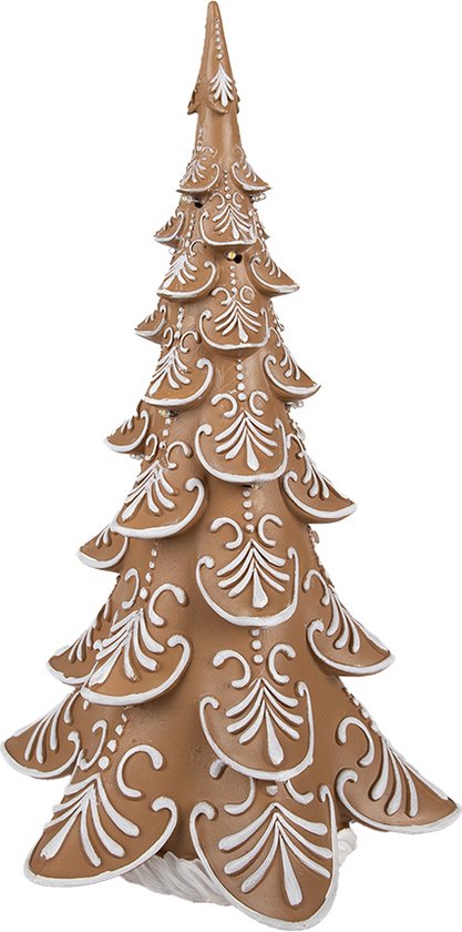 Clayre & Eef Décoration de Noël avec éclairage LED Sapin de Noël 42 cm Marron Plastique