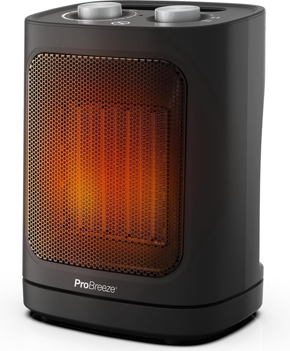 Pro Breeze Keramische Ventilatorkachel 1800W - Keramische Kachel met Automatische Oscillatie en 2 Warmtestanden - Fan Heater - Zwart