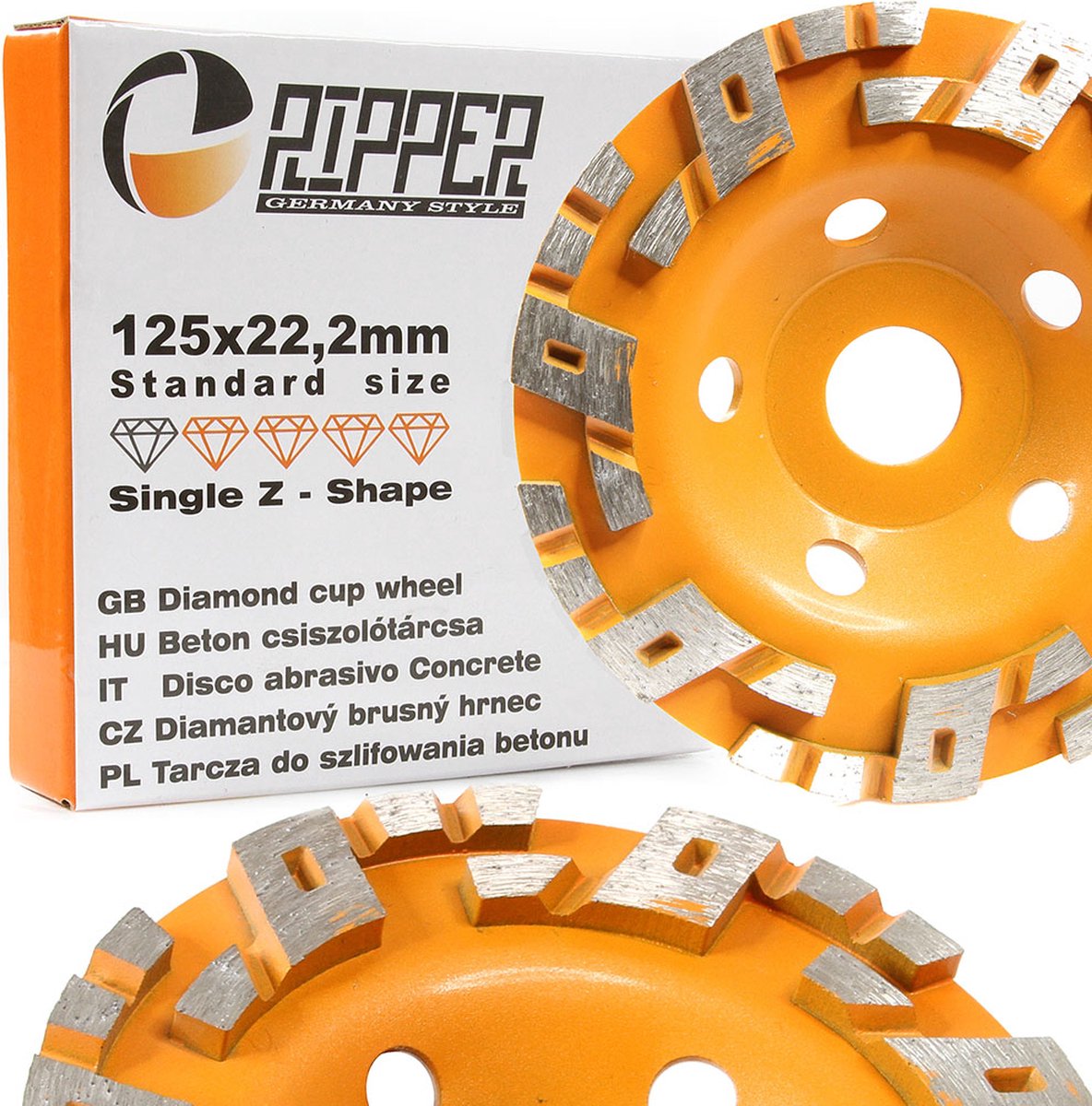 Diamantslijpschijf 125 mm x 22,2 mm SINGLE Z-SHAPE voor beton