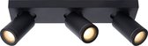 Lucide TAYLOR - Plafondspot (Plafondlamp) Badkamer - LED Dim to warm - GU10 (MR16) - 3x5W 2200K/3000K - IP44 - Zwart
