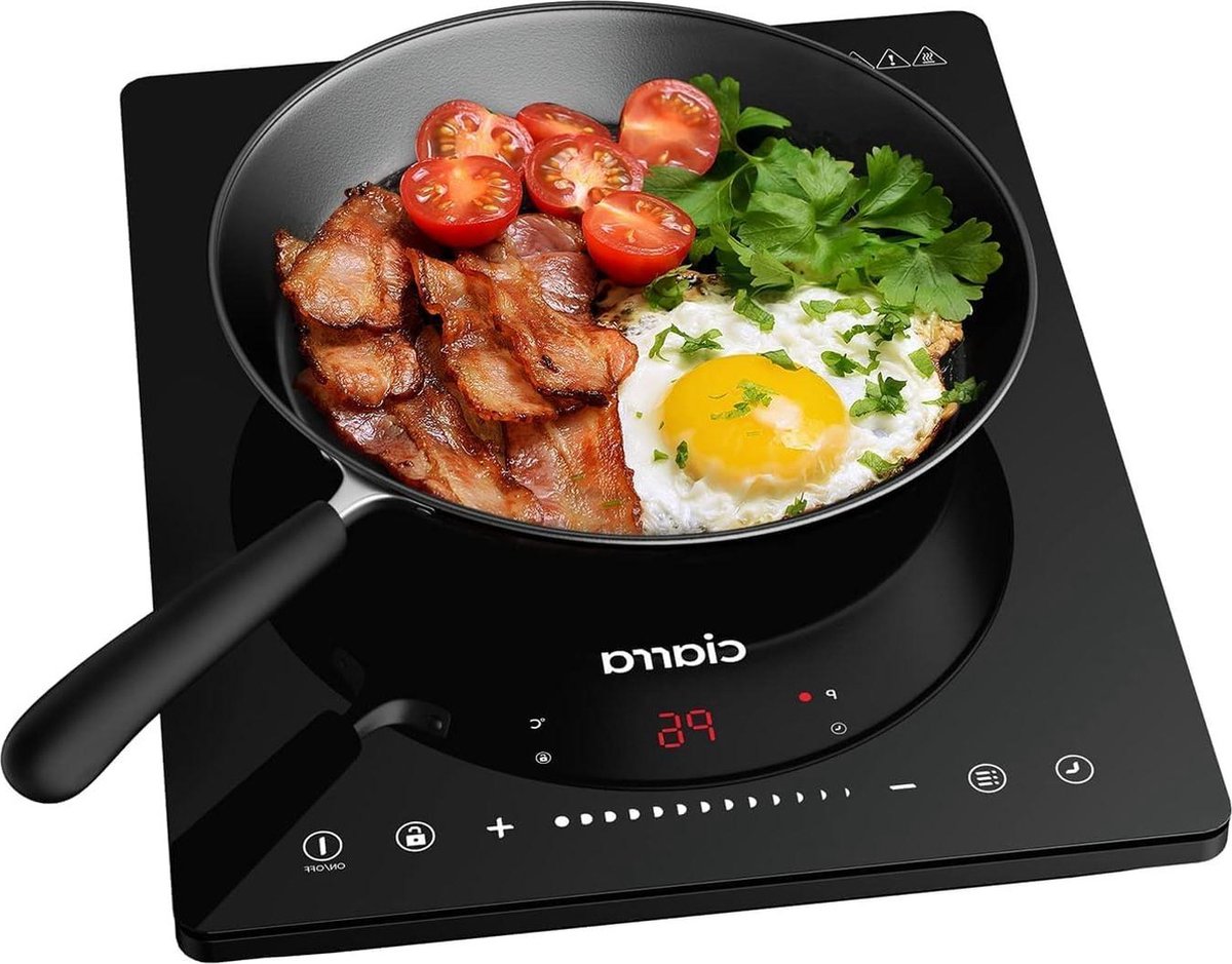 Inductiekookplaat enkel 2000 W touch-bediening - 8 standen 8 temperatuurniveaus - mobiel camping inductiekookplaat zwart