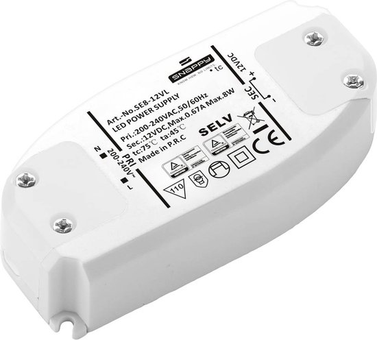 Transformateur LED Dehner Elektronik SE 8-12VL Tension constante 8 W 0,67 A 12 V/ DC Convient aux meubles, surcharge