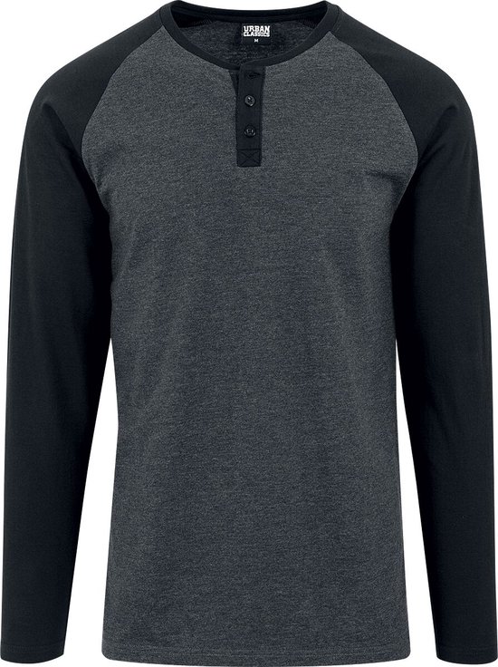 Urban Classics Contrast Raglan Henley Longsleeve Heren Shirt met lange mouwen - S