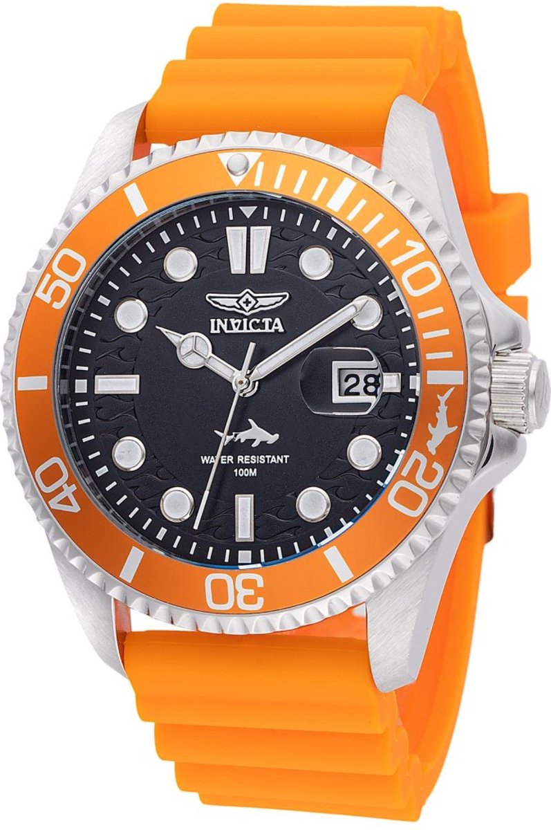 Invicta Pro Diver 47162 Heren Horloge - Waterdicht - Analoog - Quartz Uurwerk - Roestvrij Staal met zwarte Wijzerplaat - 43mm