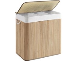 Thuys – Luxe Wassoorteerder – 3 Vlakken – Bamboe met Deksel – Was Organizer – Wasmand – 150L Inhoud – Stijlvol Design