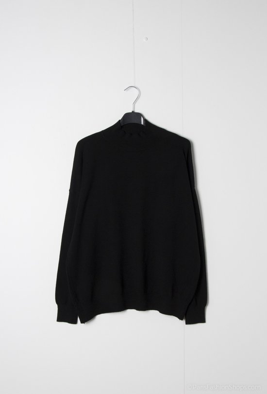 Dames fijngebreide warme trui Mindy met turtleneck effen zwart lange mouwen coltrui. bol