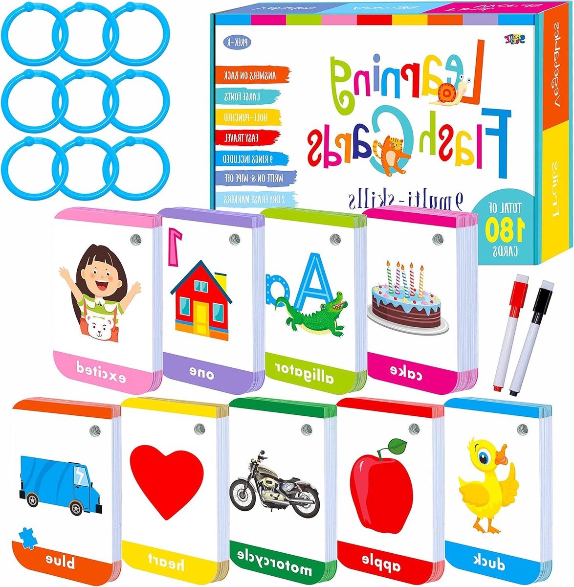 Peuter Leren Flashcards Educatief hulpmiddel voor kleuters met 180 kaarten
