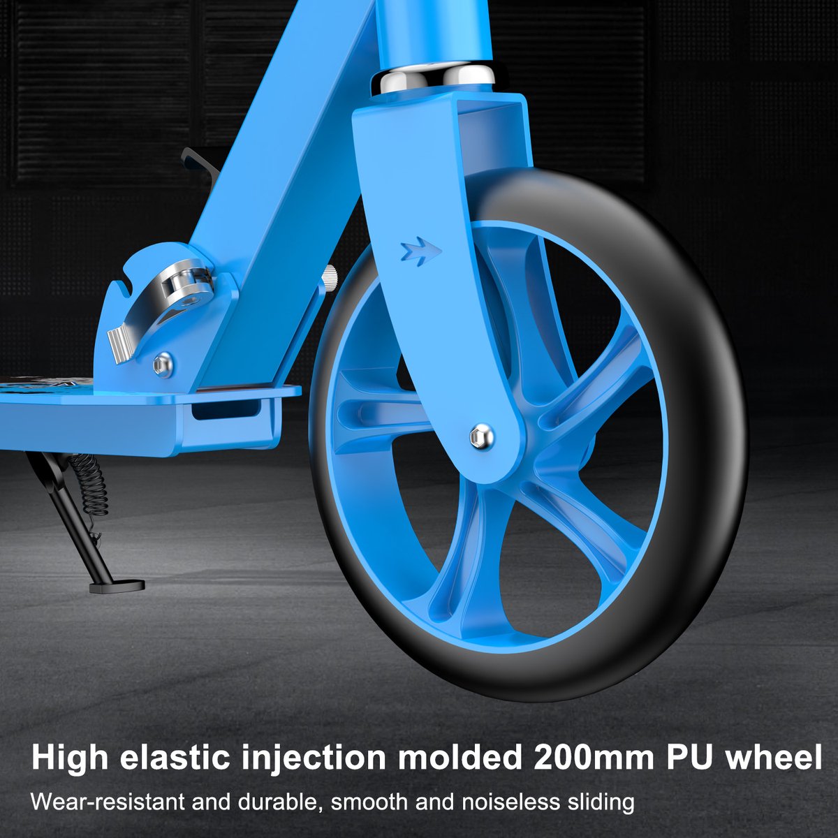 FOXSPORT Step - Draagkracht tot 100 kg - Opvouwbaar Step voor Kinderen/Volwassenen - voor Jongens en Meisjes - Drie instelbare hoogte-opties - PU-wielen van 20 cm - Step volwassenen met schokabsorptie - Blauw — afbeelding 8